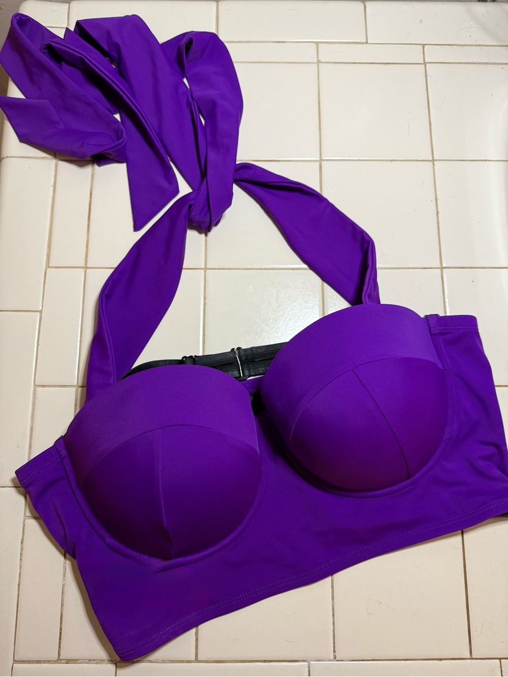 Torrid Size 1 Purple Underwire Halter Balconette Bikini Top Longline Swim Top 1X